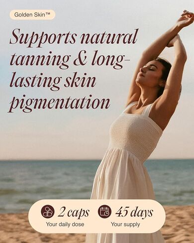 مكمل تسمير البشرة الذهبي من إيكوش للنساء والرجال - حبوب تسمير البشرة القوية مع البيتا كاروتين واللوتين والتيروزين لصحة البشرة | مكمل طبيعي مضاد للأكسدة وفيتامينات تسمير البشرة | 90 كبسولة in Kuwait