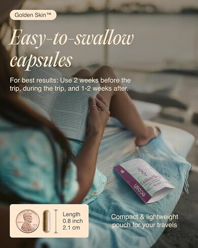 مكمل تسمير البشرة الذهبي من إيكوش للنساء والرجال - حبوب تسمير البشرة القوية مع البيتا كاروتين واللوتين والتيروزين لصحة البشرة | مكمل طبيعي مضاد للأكسدة وفيتامينات تسمير البشرة | 90 كبسولة in Kuwait