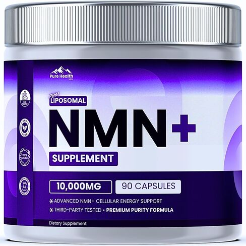 NMN Supplement with NAD+ and Resveratrol - 10,000MG Extra Strength | NMNH Alternative | NAD Liposomal Supplements for Men and Women - Supports Cellular Energy | 90 Capsules, 3 Months Supply in Kuwait