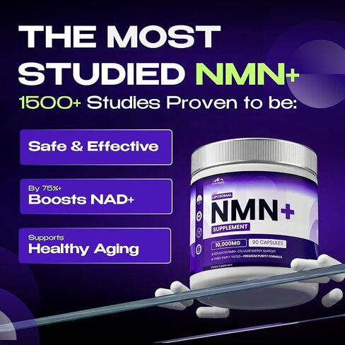 NMN Supplement with NAD+ and Resveratrol - 10,000MG Extra Strength | NMNH Alternative | NAD Liposomal Supplements for Men and Women - Supports Cellular Energy | 90 Capsules, 3 Months Supply in Kuwait