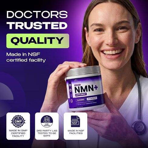 NMN Supplement with NAD+ and Resveratrol - 10,000MG Extra Strength | NMNH Alternative | NAD Liposomal Supplements for Men and Women - Supports Cellular Energy | 90 Capsules, 3 Months Supply in Kuwait