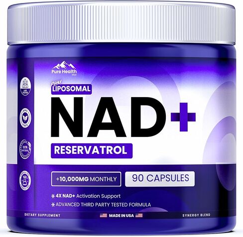 PHM NAD Resveratrol Supplement - 10,000mg Extra Strength | NAD+ Liposomal Supplements for Men and Women | NMN & NMNH Alternative | 90 Capsules, 1.5 Months Supply in Kuwait