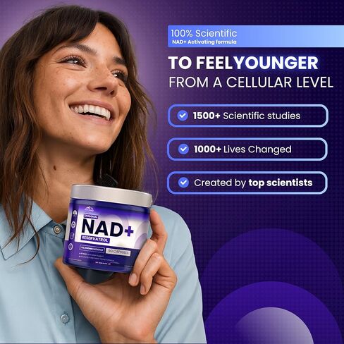 PHM NAD Resveratrol Supplement - 10,000mg Extra Strength | NAD+ Liposomal Supplements for Men and Women | NMN & NMNH Alternative | 90 Capsules, 1.5 Months Supply in Kuwait