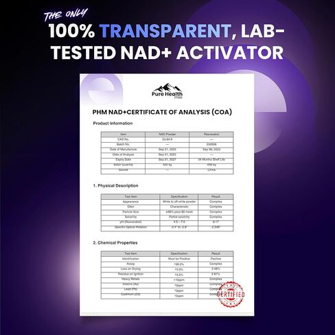 PHM NAD Resveratrol Supplement - 10,000mg Extra Strength | NAD+ Liposomal Supplements for Men and Women | NMN & NMNH Alternative | 90 Capsules, 1.5 Months Supply in Kuwait