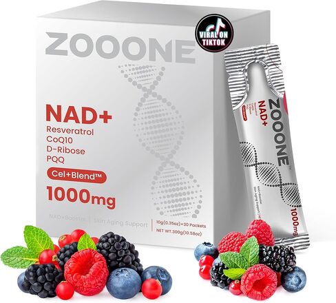 Zooone- NAD+ مكمل 30 قطعة، نيكوتيناميد ريبوسيد وريسفيراترول ممتاز، إصلاح الحمض النووي والشيخوخة الصحية، مكمل NAD المتقدم للرجال والنساء، يعزز الطاقة الخلوية. in Kuwait