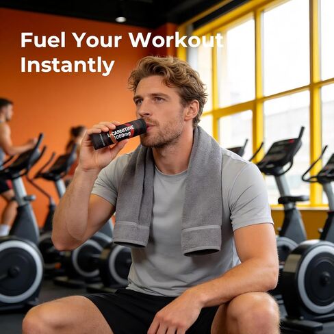 مكمل أوكسي إنرجي السائل ل-كارنيتين 1000 ملجم - لطيف للاستخدام اليومي، خالي من السعرات الحرارية، خالي من السكر، خالي من المحفزات لحرق الدهون وتعزيز القدرة على التحمل، 21 عصا سائلة فردية أثناء التنقل in Kuwait