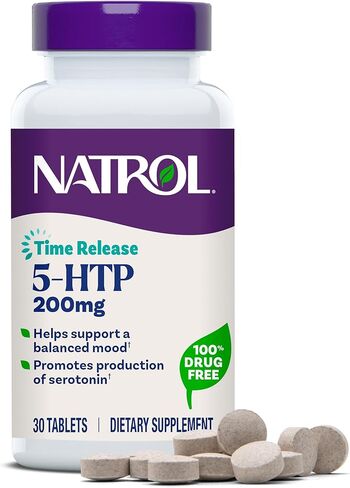 Natrol 5-HTP 200mg مكمل غذائي لدعم الحالة المزاجية المتوازنة، 60 قرصًا للإفراج الزمني، كمية تكفي 60 يومًا in Saudi Arabia