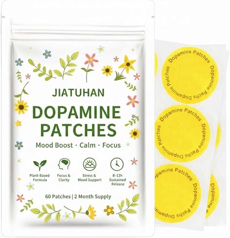 Dopamine Patches Extra Strength – Mood Support, Calm & Focus – Stress Relief with Mucuna & 5-HTP – Plant-Based, Vegan – 60 Patches (2 Month Supply) in Saudi Arabia