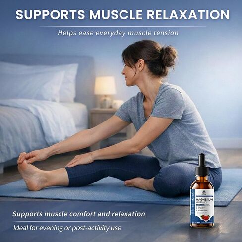 Liquid Magnesium Glycinate Drops for Sleep Support & Nighttime Calm,Magnesium Drops with Chamomile, Ashwagandha, L-Theanine & GABA for Relaxation Support, Gentle Absorption, Strawberry Flavor, 2 Fl Oz in Kuwait