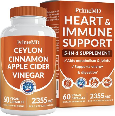 كبسولات قرفة سيلان 5 في 1 2355 مجم - قرفة سيلان وخل التفاح مع الكركم، باناكس الجينسنغ، القرفة، والبيوبيرين، 120 قيراط in Kuwait