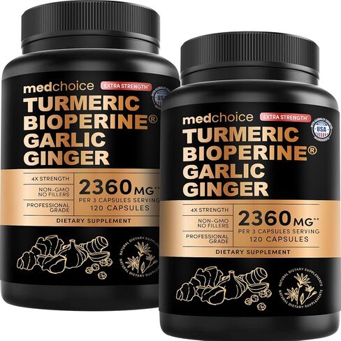 4-in-1 Turmeric Joint Support Supplements with Garlic and BioPerine - 2360 mg High Potency Herbal Blend for Mobility, Everyday Flexibility, Digestive Comfort, and Active Aging Support (120ct) in Kuwait