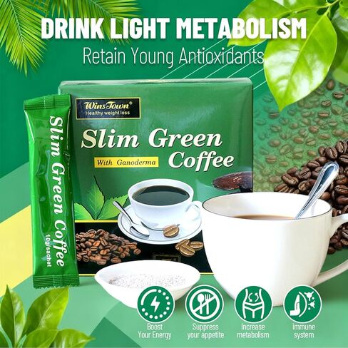 Premium Green Coffee with Ganoderma & Herbal Extracts - Energizing Instant Coffee Blend for Metabolism & Antioxidant Support, 18 Sachets in Saudi Arabia