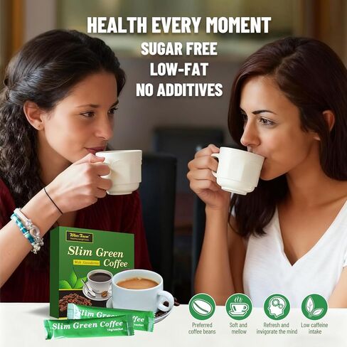 Premium Green Coffee with Ganoderma & Herbal Extracts - Energizing Instant Coffee Blend for Metabolism & Antioxidant Support, 18 Sachets in Saudi Arabia