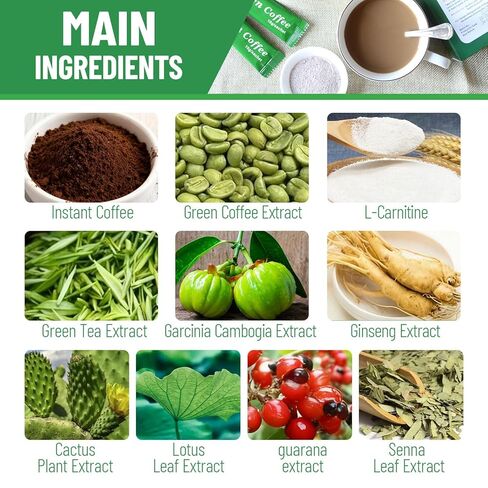 Premium Green Coffee with Ganoderma & Herbal Extracts - Energizing Instant Coffee Blend for Metabolism & Antioxidant Support, 18 Sachets in Saudi Arabia