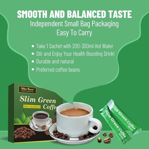 Premium Green Coffee with Ganoderma & Herbal Extracts - Energizing Instant Coffee Blend for Metabolism & Antioxidant Support, 18 Sachets in Saudi Arabia