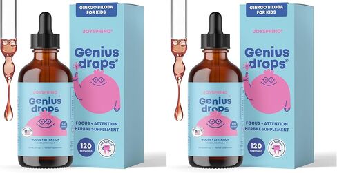 JoySpring Genius Drops Smartberry Vanilla | Herbal Focus Support for Kids with Ginkgo Biloba, Licorice Root, Gotu Kola Extract, Peppermint Leaf | Liquid Formula|1fl oz (30 Servings) in Saudi Arabia