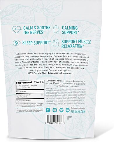 FijiKava Instant Kava Kava Powder 500g – Premium Kava Root Powder with High Kavalactone Content – Natural Relaxation Aid for Calmness, Stress Relief, and Sleep Support – Easy-to-Mix in Kuwait