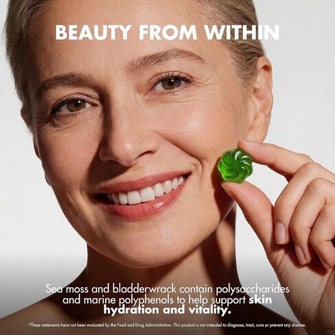 Secret Element Sea Moss Gummies 1300MG for Women and Men, Irish Sea Moss with Bladderwrack & Burdock Root, Vegan Sea Moss Gummies, Sugar Free, Non-GMO, Apple Flavor, 60 Gummies in Kuwait