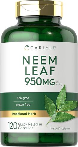 Carlyle Neem Leaf | 950mg | 120 Powder Capsules | Non-GMO and Gluten Free Formula | Value Size | Traditional Herbal Supplement | Azadirachta Indica in Saudi Arabia