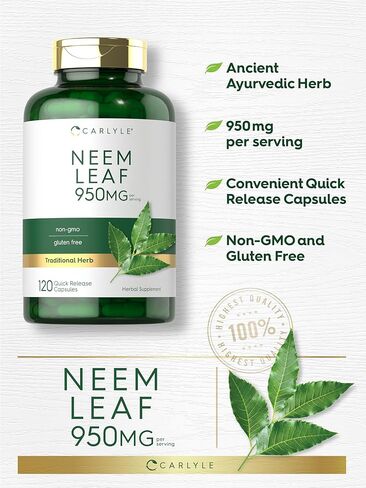 Carlyle Neem Leaf | 950mg | 120 Powder Capsules | Non-GMO and Gluten Free Formula | Value Size | Traditional Herbal Supplement | Azadirachta Indica in Saudi Arabia