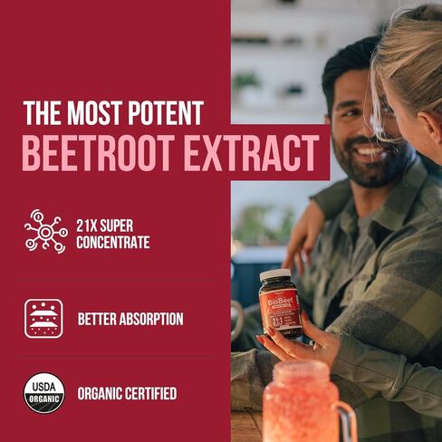 كبسولات جذر البنجر BioBeet® Max Strength - تركيز 21:1، كل جرعة مشتقة من 28,350 مجم من الشمندر العضوي - تعزيز الامتصاص باستخدام مستخلص الفلفل الأسود BioPerine® (60 كبسولة) in Saudi Arabia