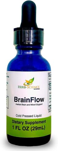 Herb-Science BrainFlow – دعم الدماغ والمزاج بالأعشاب | مكمل سائل يحتوي على الجنكة والجينسينج والغوتو كولا ونبتة سانت جون | التركيز والوضوح والمزاج والدورة الدموية | خالي من الكحول، 1 أونصة سائلة in Saudi Arabia