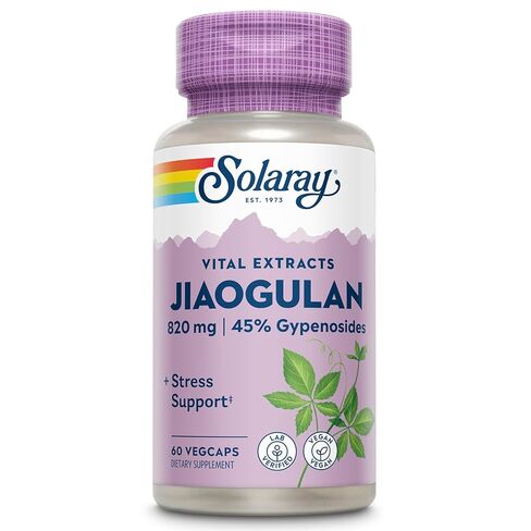 SOLARAY Jiaogulan Root and Rhizome Extract، Gynostemma Pentaphyllum Stress Support ومضادات الأكسدة - نباتي، تم التحقق منه معمليًا - ضمان استعادة الأموال لمدة 60 يومًا، 30 وجبة، 60 كبسولة نباتية in Saudi Arabia