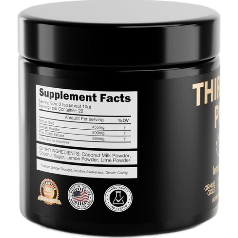 العين الثالثة مسحوق الصنوبر هاريتاكي، حبوب لقاح الصنوبر وأورموس أحادي الذرة من الذهب عيار 24 قيراط | وايلد هارفيست، جدار الخلية المكسور، غير معدل وراثيًا، نباتي | يدعم إزالة السموم وإزالة الكلس من الغدة الصنوبرية in Kuwait