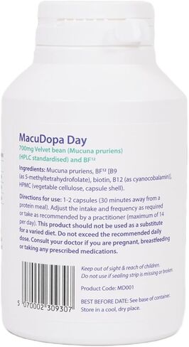 Day Capsules 700mg Proprietary Blend, 63% HPLC standardised Levodopa. 120 Veggie Capsules in Saudi Arabia