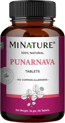 Punarnava Tablets by mi Nature| 90 Tablets, 1000 mg| 45 Days Supply| Herbal Tablets| Vegan | Boerhaavia diffusa| from India in Kuwait