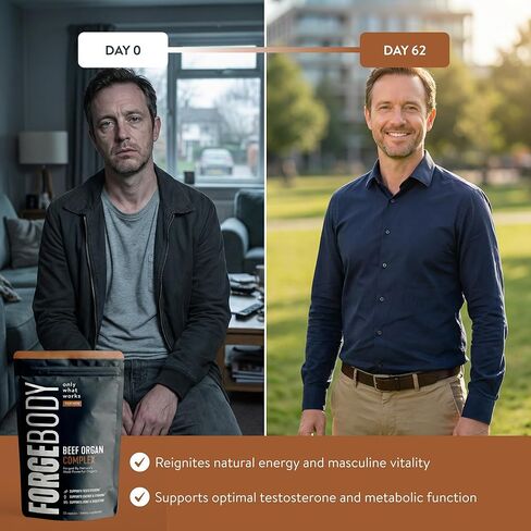 كبسولات FORGEBODY® لأعضاء لحم البقر [شهر واحد] - 100٪ مكمل لأعضاء لحم البقر الذي يتغذى على العشب مع مزيج من الكبد والقلب ونخاع العظام والبنكرياس والخصيتين - يدعم صحة الجسم ووظيفة الدماغ (غير معدل وراثيًا) in Kuwait
