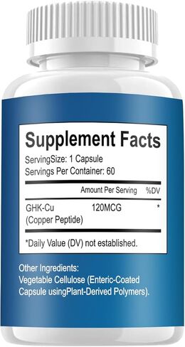 GHK-Cu Copper Peptide Supplement, 120mcg Vegan & Gluten-Free Delayed-Release Supplement Capsules for Skin & Hair - 60 ct in Saudi Arabia