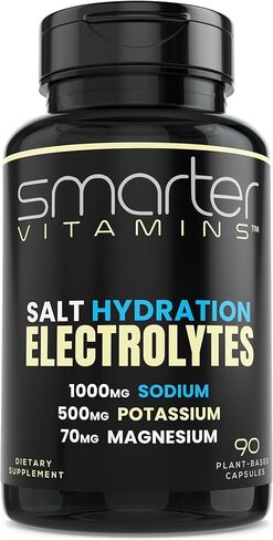 Smarter Electrolyte Capsules – Salt Pills with 1000mg Sodium, 500mg Potassium, 70mg Magnesium – Keto/Fasting & Workout Hydration Support – Zero Sugar – 30 Servings in Kuwait