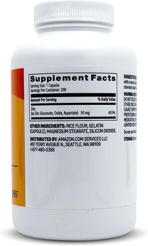 Amazon Basics Zinc Capsules, 50mg 200 Count in Saudi Arabia