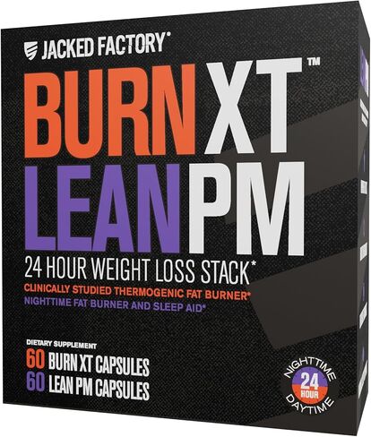 Jacked Factory Burn-XT Clinically Studied Fat Burner & Weight Loss Supplement - Appetite Suppressant & Energy Booster - with Acetyl L-Carnitine, Green Tea Extract and More - 60 Natural Diet Pills in Kuwait