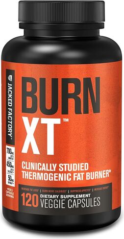 Jacked Factory Burn-XT حارق الدهون ومكمل فقدان الوزن المدروس سريريًا - مثبط الشهية ومعزز الطاقة - مع أسيتيل إل-كارنيتين ومستخلص الشاي الأخضر وأكثر - 60 حبة حمية طبيعية in Kuwait