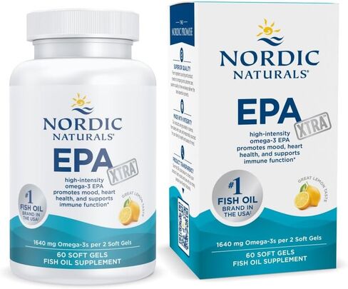 Nordic Naturals EPA Xtra، ليمون - 90 كبسولة هلامية ناعمة - 1640 مجم أوميغا 3 - تركيبة EPA عالية الكثافة للمزاج الإيجابي وصحة القلب والمناعة الصحية - غير معدلة وراثيًا - 45 حصة in Saudi Arabia