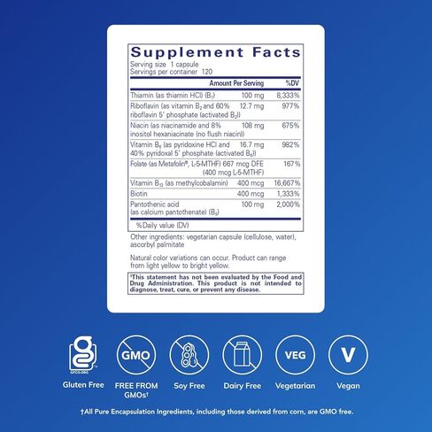 Pure Encapsulations B-Complex Plus - B Vitamins Supplement to Support Neurological Health, Cardiovascular Health, Energy Levels & Nervous System Support* - with Vitamin B12 & More - 120 Capsules in Saudi Arabia