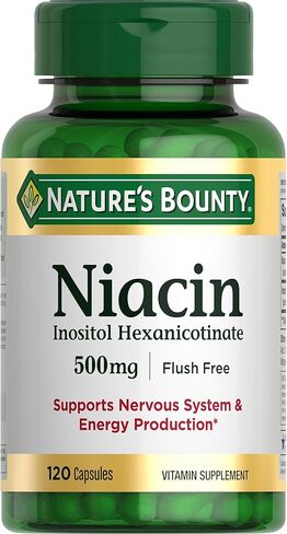 Nature's Bounty Niacin 500mg Flush Free، دعم الطاقة الخلوية، يدعم صحة الجهاز العصبي، 120 كبسولة in Saudi Arabia