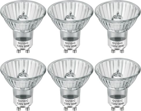 GU10 120V 50W Halogen Light Bulbs for Track and Range Hood, GU10+C Candle Warmer Lamp with Dimmable, 2700K Warm White, 6000+Hours Long-Lasting Pack of 6 in Saudi Arabia