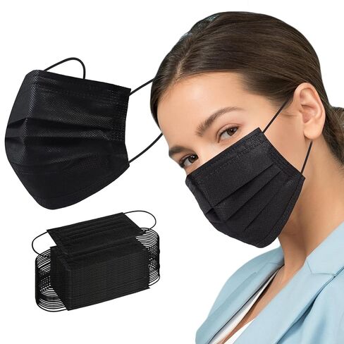 Borje Disposable Face Mask, 100 PCS Black Masks, 3 Ply Protection Face Masks in Kuwait
