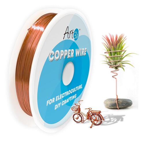 Art3d 18 Gauge 60 FT 99.9% Pure Soft Copper Wire for Electroculture Gardening, Jewelry Making, Beading, Science Projects, DIY Artwork, 1 Roll in Kuwait