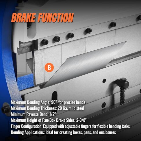 52-inch 3-in-1 Pan and Box Brake – Slip Roll, Shear, Bending Machine for Sheet Metal, 20 Gauge Mild Steel, Adjustable Fingers, Heavy Duty, Metalworking, Fabrication, Rolling, Bending, Model MMCB5220 in Kuwait