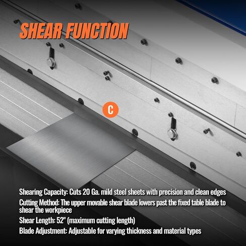 52-inch 3-in-1 Pan and Box Brake – Slip Roll, Shear, Bending Machine for Sheet Metal, 20 Gauge Mild Steel, Adjustable Fingers, Heavy Duty, Metalworking, Fabrication, Rolling, Bending, Model MMCB5220 in Kuwait