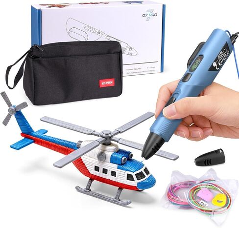 3D Printing Pen Kit, 3D Printer Pen with Adjustable Temperature,Stepless Speed, PLA/ABS Compatible 3D Drawing LCD Display, for Creative Art, DIY Projects,Blue in Kuwait