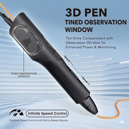 3D Printing Pen Kit, 3D Printer Pen with Adjustable Temperature,Stepless Speed, PLA/ABS Compatible 3D Drawing LCD Display, for Creative Art, DIY Projects,Black in Kuwait