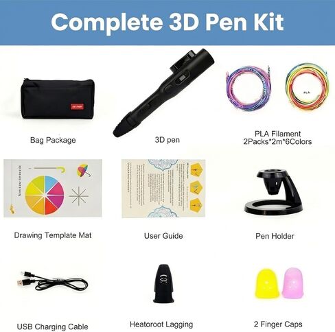 3D Printing Pen Kit, 3D Printer Pen with Adjustable Temperature,Stepless Speed, PLA/ABS Compatible 3D Drawing LCD Display, for Creative Art, DIY Projects,Black in Kuwait