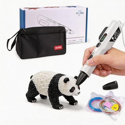 3D Printing Pen Kit, 3D Printer Pen with Adjustable Temperature,Stepless Speed, PLA/ABS Compatible 3D Drawing LCD Display, for Creative Art, DIY Projects,White in Kuwait