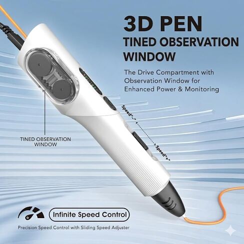 3D Printing Pen Kit, 3D Printer Pen with Adjustable Temperature,Stepless Speed, PLA/ABS Compatible 3D Drawing LCD Display, for Creative Art, DIY Projects,White in Kuwait