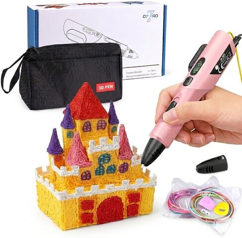 3D Printing Pen Kit, 3D Printer Pen with Adjustable Temperature,Stepless Speed, PLA/ABS Compatible 3D Drawing LCD Display, for Creative Art, DIY Projects,Pink in Kuwait